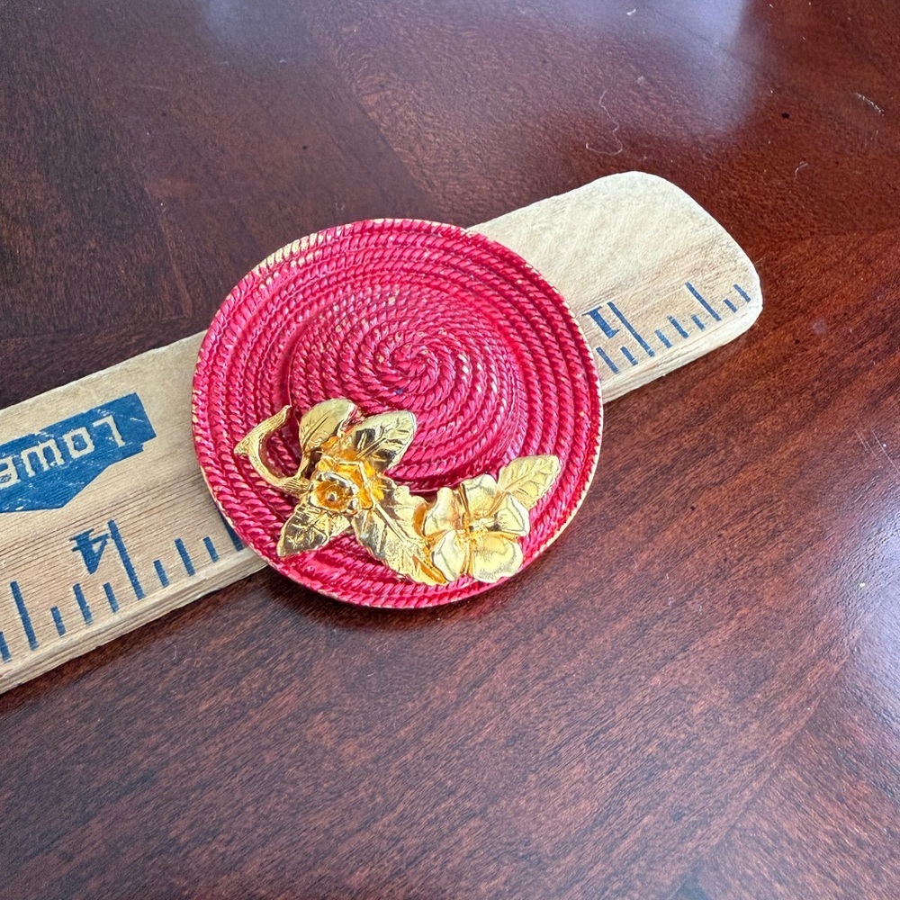Vintage Red Hat Brooch